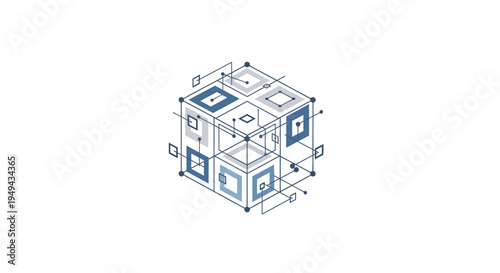 Abstract Cubic Network Structure with Interconnected Nodes and Lines