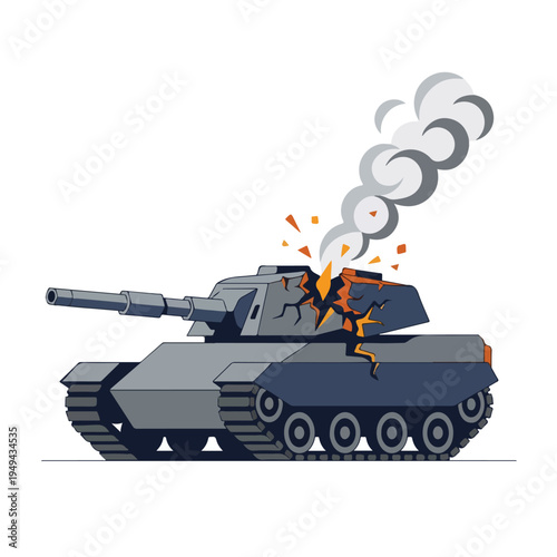 vector of damaged ground war vehicles burned by missile attack 2