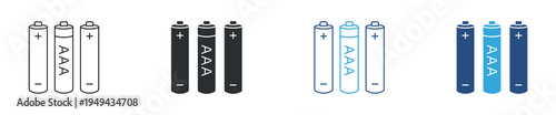 AAA battery icon set. Power supply concept. Vector illustration.