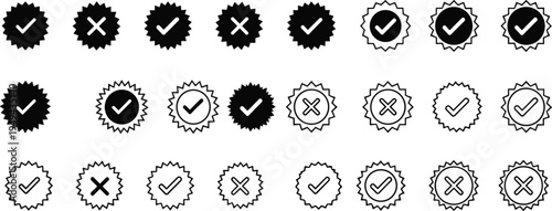 Black and white checkmark and cross symbols