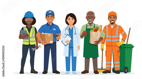Diverse group of service workers.