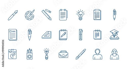 Graphic design and education icon set