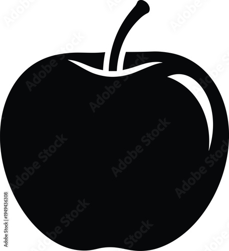 Black apple silhouette with stem fruit