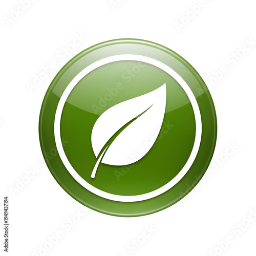 Green leaf logo on a circular badge with white outline on transparent background