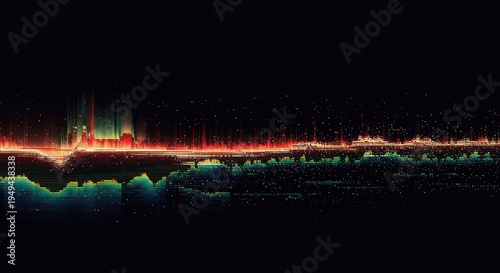 Vibrant abstract background featuring digital noise, signal error, and corrupted data lines, perfect for technology design, cyberpunk, interface, interference