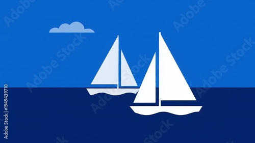 Sailboats Sailing on Calm Blue Ocean Waters.