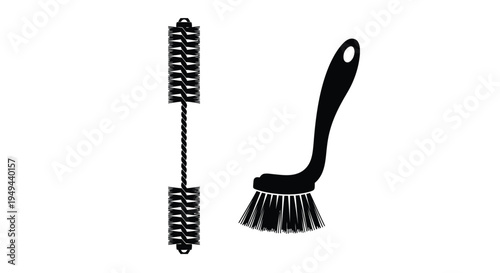 Black and white illustration of two different cleaning brushes