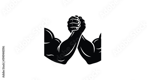 Two muscular arms engaged in a classic arm wrestling competition