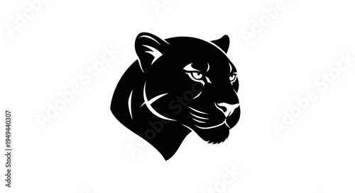 Black Panther Head Silhouette, Fierce Predator, Wild Animal Icon