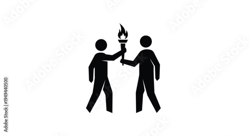 Passing the torch a symbolic black silhouette of two figures