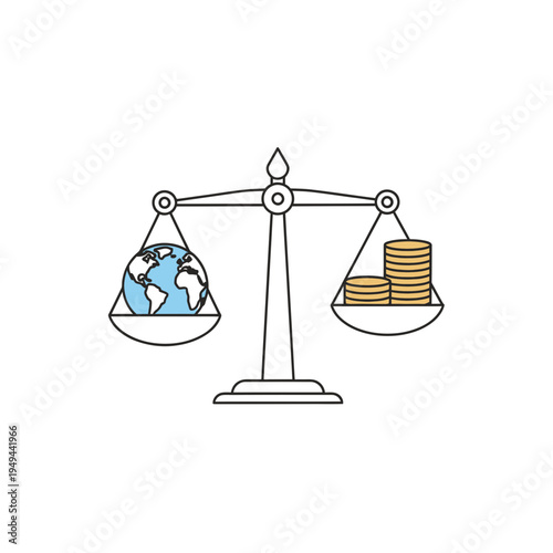 Balancing Earth and Economy Concept vector illustration