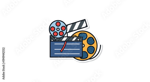 Movie Clapper Board and Film Reel vector illustration