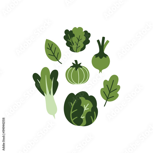 Fresh Green Vegetables Flat Lay Composition vector illustration