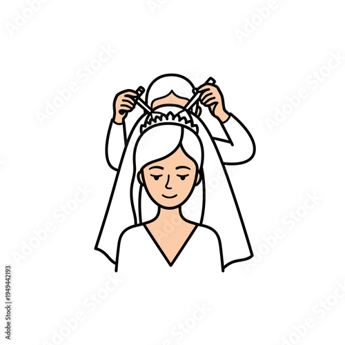Bride Getting Ready for Wedding Ceremony vector illustration