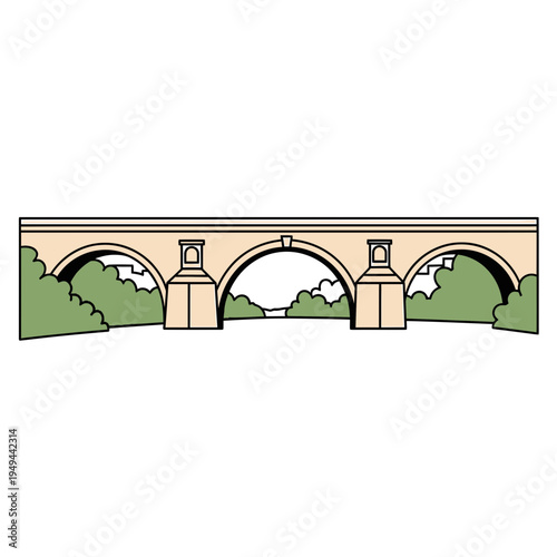 Iconic Bridge Structure With Arches vector illustration