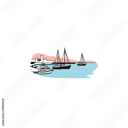 Minimalist Sailing Scene Vector Illustration vector illustration