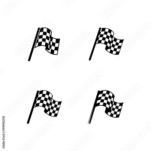 Checkered Race Flag Icons Set vector illustration