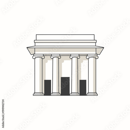 Minimalist Vector Image of a Greek Temple vector illustration