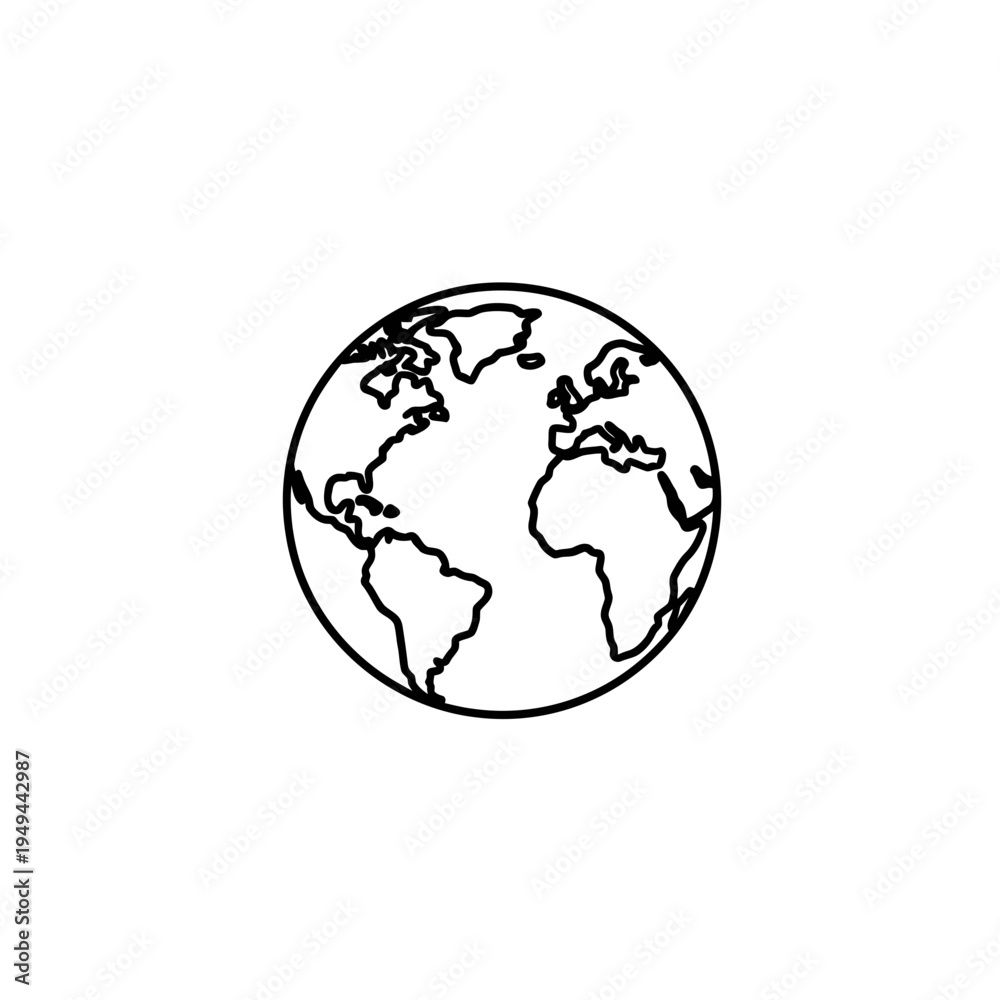 Obraz premium Earth Globe Outline Icon vector illustration