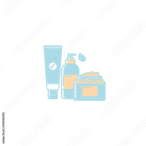 Cosmetic Product Set in Blue Tone vector illustration