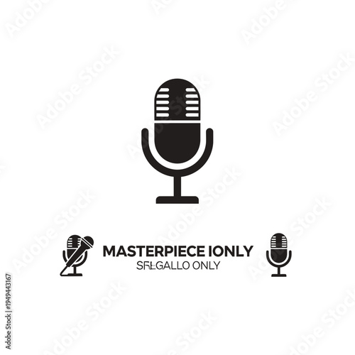 Retro Microphone Icon Black Silhouette vector illustration