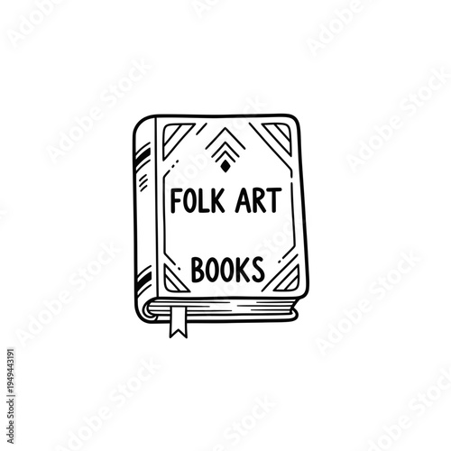 Folk Art Books Doodle Style vector illustration
