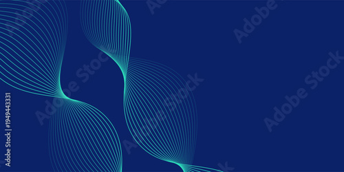 Abstract glowing wave lines on dark blue background. Dynamic wave pattern. Modern flowing wavy lines. Futuristic technology concept. Suit for banner.