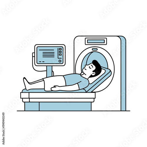 Man Undergoing CT Scan Medical Examination vector illustration