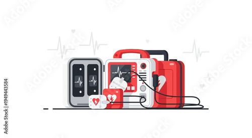 Defibrillator and ECG monitor for emergency medical care and resuscitation