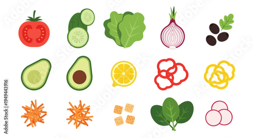 Fresh vegetable salad ingredients