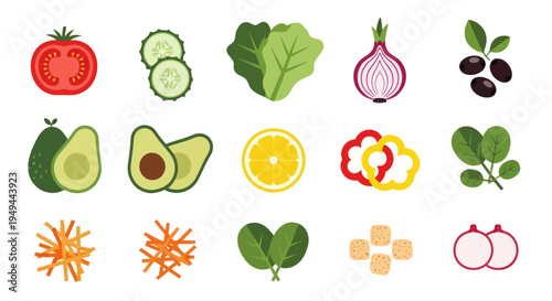 Fresh vegetables and fruits illustration