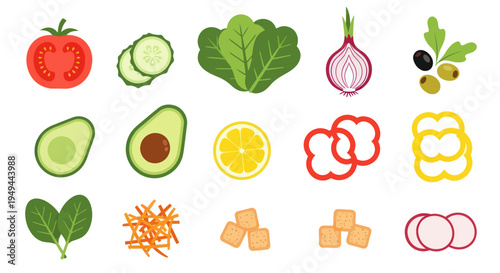 Fresh vegetables and salad ingredients