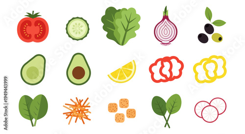 Fresh vegetables and salad ingredients