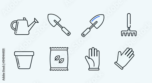 Gardening tools vector icons set