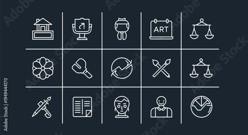 Icon set line art vector illustrations