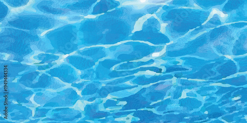 abstratc shows a body of clear blue water with gentle ripples and reflections, creating a shimmering effect on the surface. The varying shades of blue indicate depth and movement within the water.