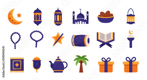 Islamic symbols and icons illustration