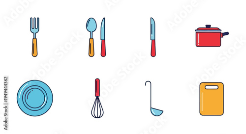 Kitchen utensils and cookware icons