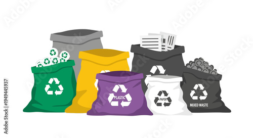 Colorful recycling bags for effective waste management