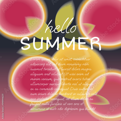 Hello Summer Citrus Banner with Grapefruit and Orange Slices