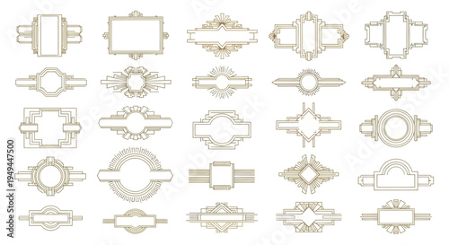 Art Deco Frames and Borders Collection: Geometric Ornate Emblems for Design