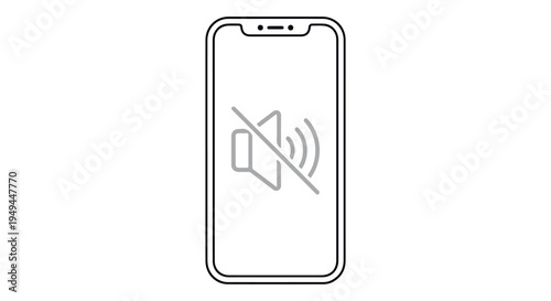 A smartphone with a gray icon indicating that the sound is turned off or muted.