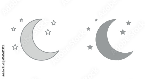 A minimalist illustration of crescent moons and stars in a simple, monochromatic design.