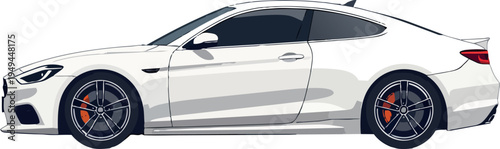 Sleek and Stylish: A pristine white coupe, showcasing modern automotive design, emphasizing luxury and performance. 
