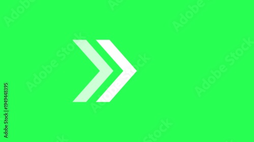 Right arrow direction animation on green background . Animated right arrow