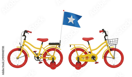 Hand Drawn Bicycle Illustration Set with Road Bike Cruiser and Kids Bicycle