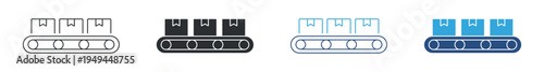 Package conveyor belt icon set. Delivery and logistics concept. Vector illustration.