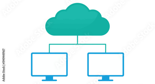 A cloud computing system with two connected computer monitors