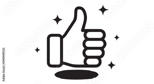 A thumbs up icon with sparkles on a Transparent Background, symbolizing approval and success