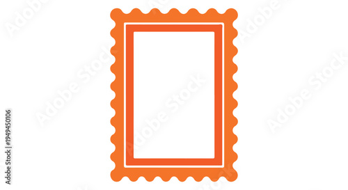 An orange blank postage stamp on a Transparent Background for mailing and correspondence purposes